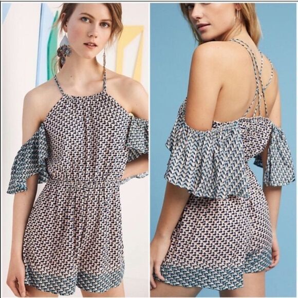 Anthropologie Elevenses Madalenna Ruffle Romper - Picture 1 of 5